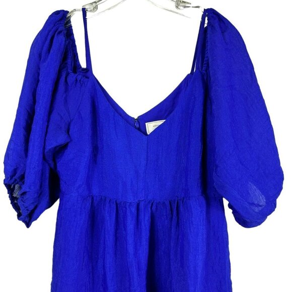 Anthropologie Moulinette Souers Blue Carina Boho Off Shoulder Mini Dress Small - Picture 4 of 15